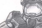 <em>Master Chief</em><br>Dec 2004<br>8.5"x 11"<br><br> Drew this off of the <a href='img/halo2cover.jpg' target='_blank'>Halo 2 box</a>. I decided not to draw a background because I didnt want it to take away from the figure. It took a surprisingly long time to do something this small... I think it took me a total of about 9 hours to draw over a course of 3 days. Unfortunately, a lot of it has smudged off and so the darks aren't quite as dark anymore.<br><br><br><br>Click <a href='http://www.andrew.cmu.edu/user/aczhang/traditional/halo.jpg' target='_blank'>here</a> to go directly to the image (best quality).