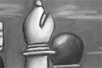 <em>Your Move</em><br>Sept 2006<br>18"x 24"<br><br>That fantastically handsome man you see in this drawing was modeled off of Alex Mulhearn. The assignment was to draw someone 'in' something. So I decided to draw a person in a chess game. This drawing took a lot of thought and planning before I could even start actually drawing it. I had to pick an angle to draw from as well as plot out the entire board. This planning step alone took a lot of time and lots of sketches.<br><br><br><br>Click <a href='http://www.andrew.cmu.edu/user/aczhang/traditional/yourmove.jpg' target='_blank'>here</a> to go directly to the image (best quality).
